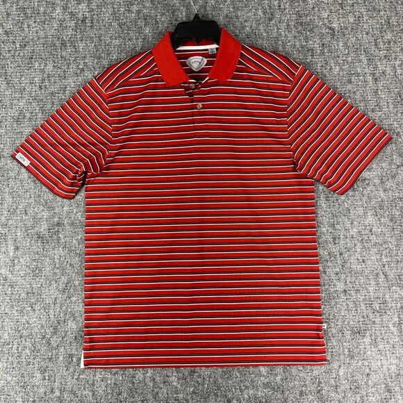 Callaway Shirt Mens Large Red Golf Polo X Series Rugby Microfiber Striped - Picture 1 of 14
